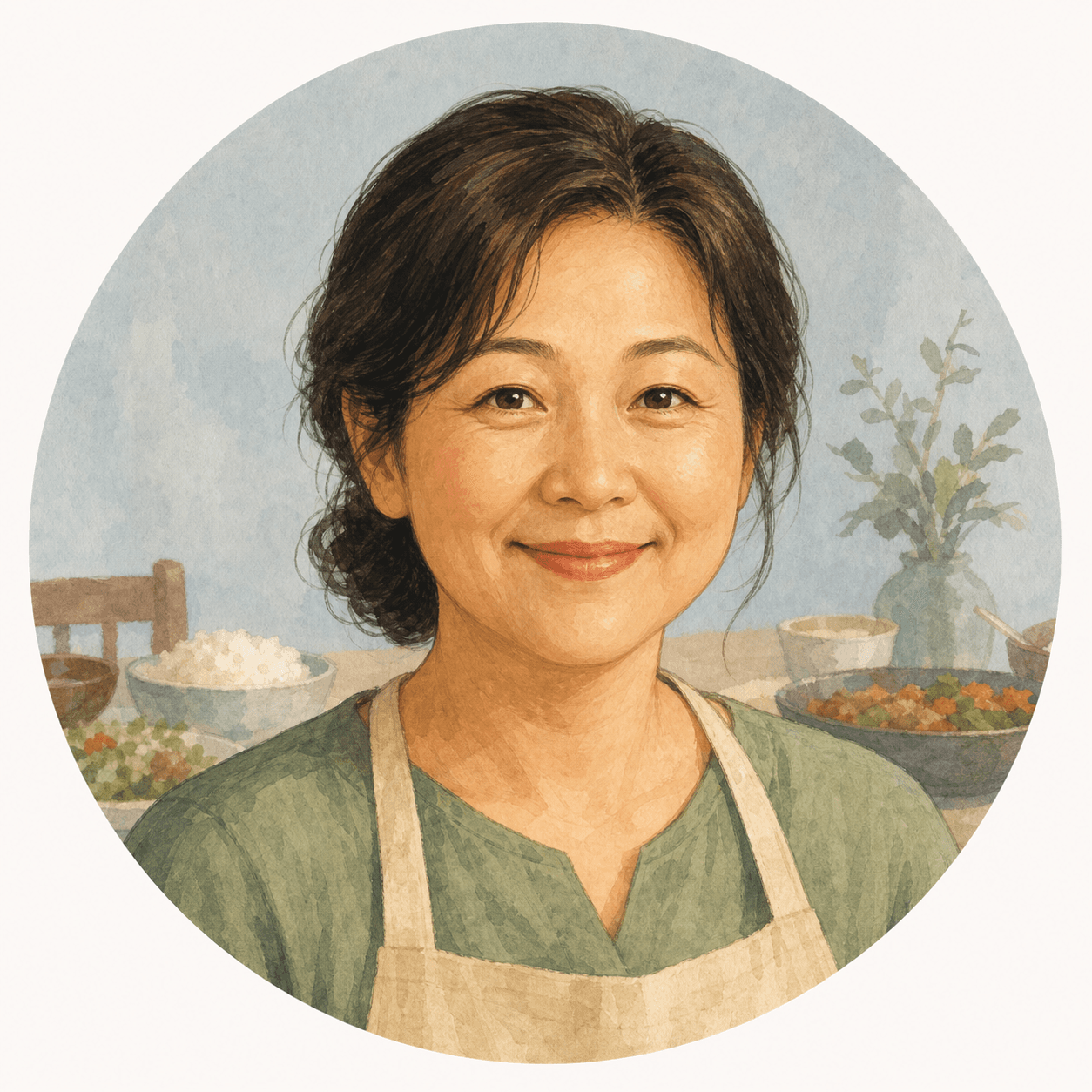 多人家庭使用情境水彩插畫