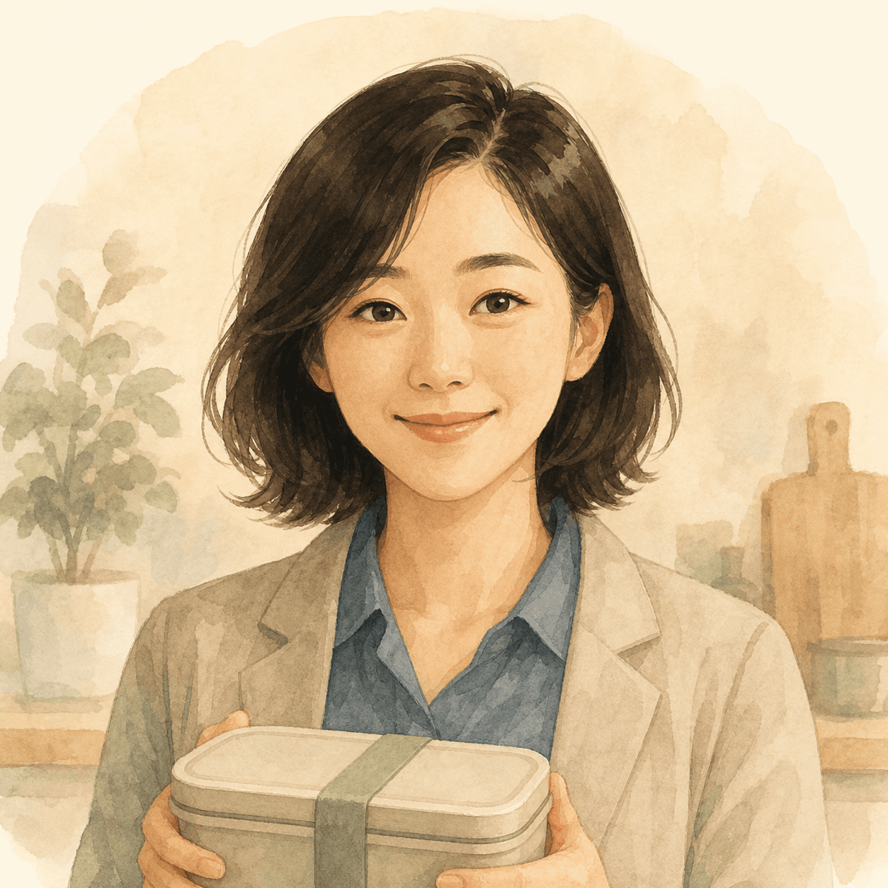 便當準備族使用情境水彩插畫